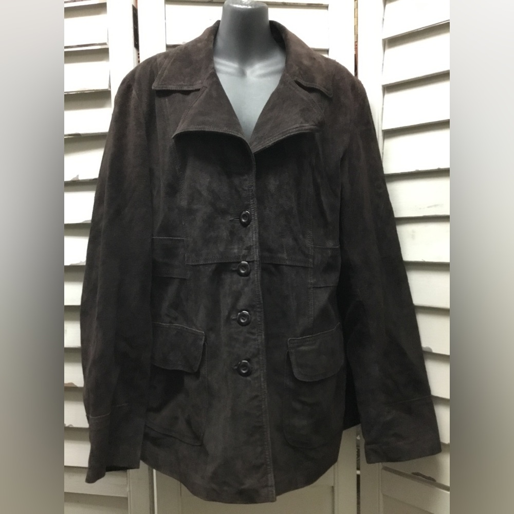 Vintage Aldo suede leather jacket in dark chocolate